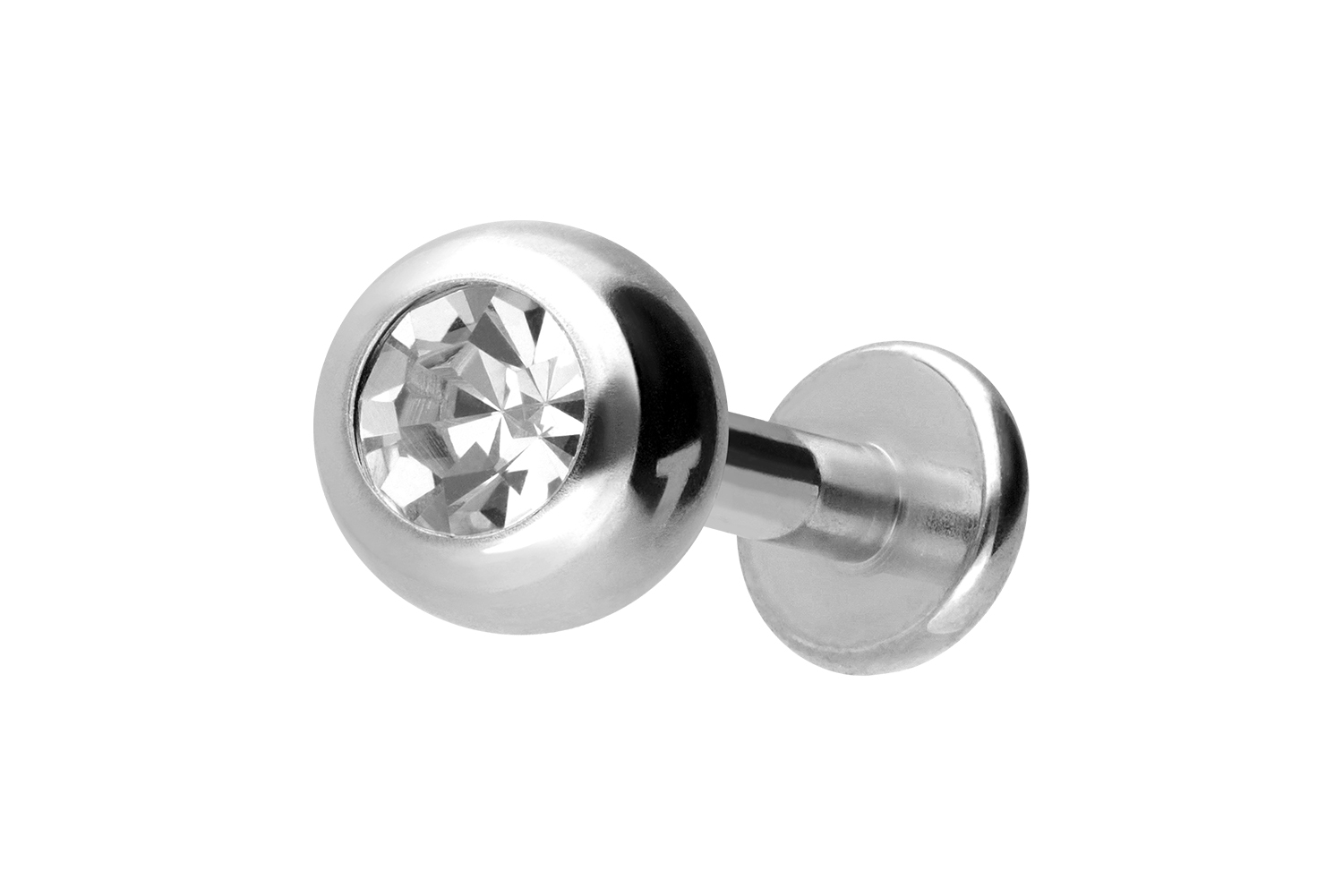 Titan Labret Piercing mit Innengewinde KRISTALL